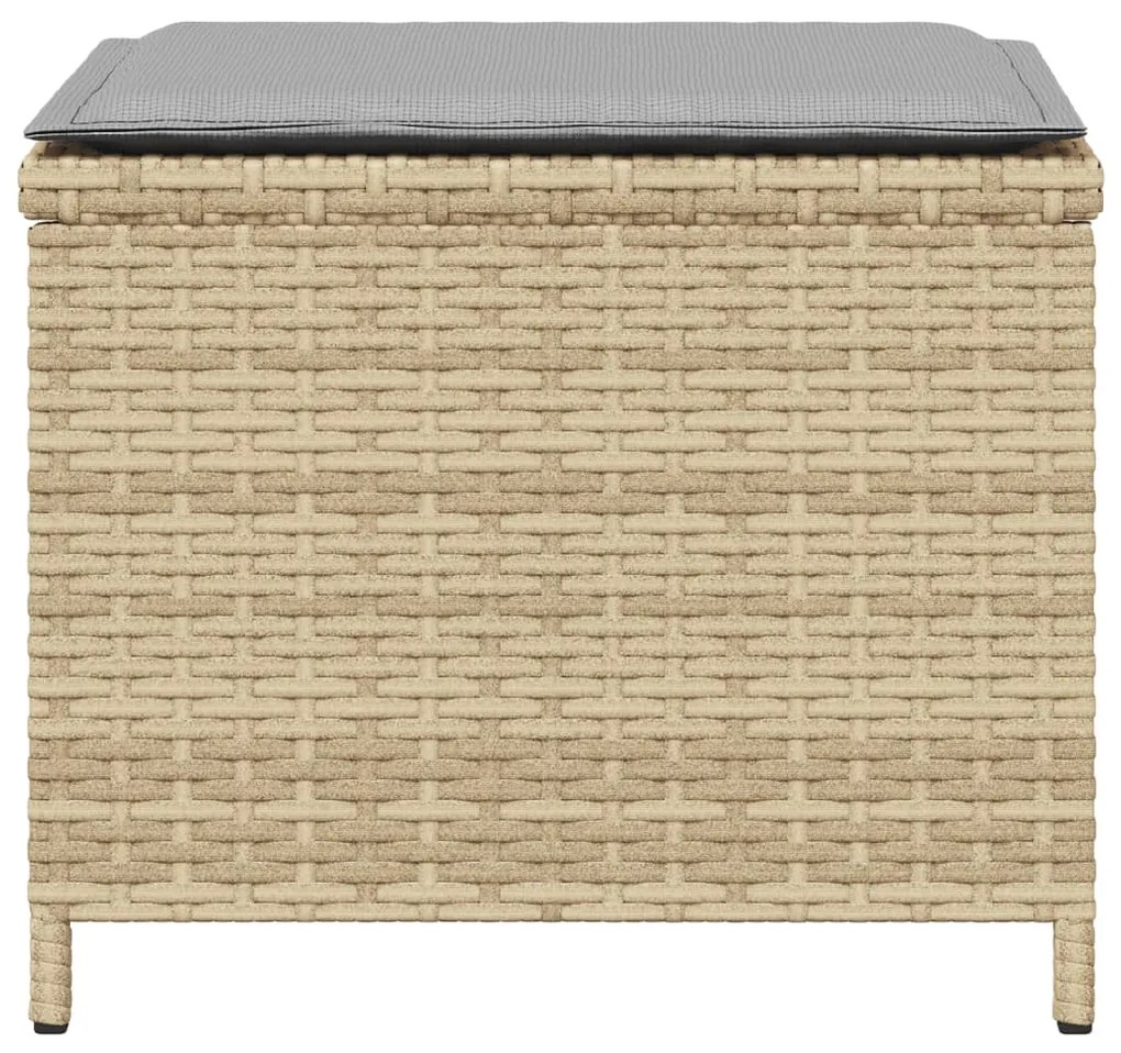 vidaXL Σκαμπό Κήπου 4 τεμ Μικτό Μπεζ 41x41x36 εκ Συνθ. Ρατάν+Μαξιλάρια