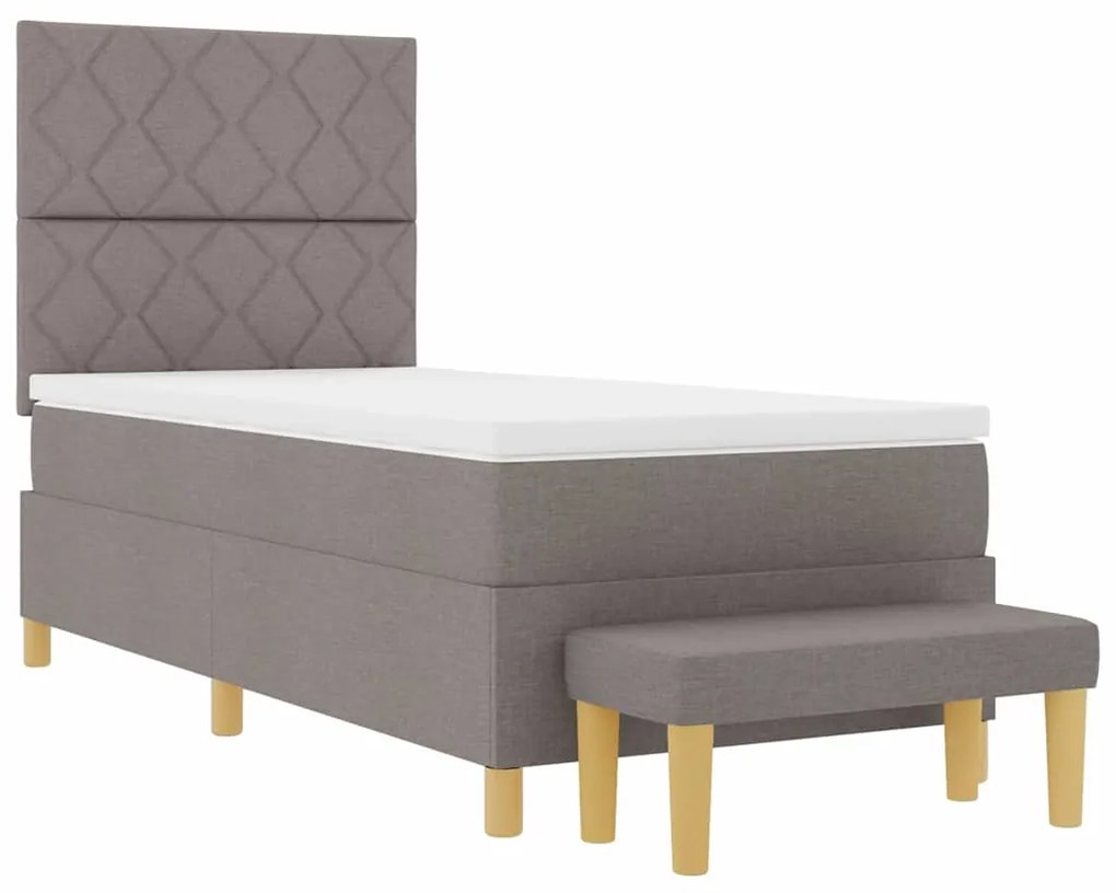 vidaXL Κρεβάτι με ελατήρια με στρώμα Taupe 100 x 200 cm ύφασμα