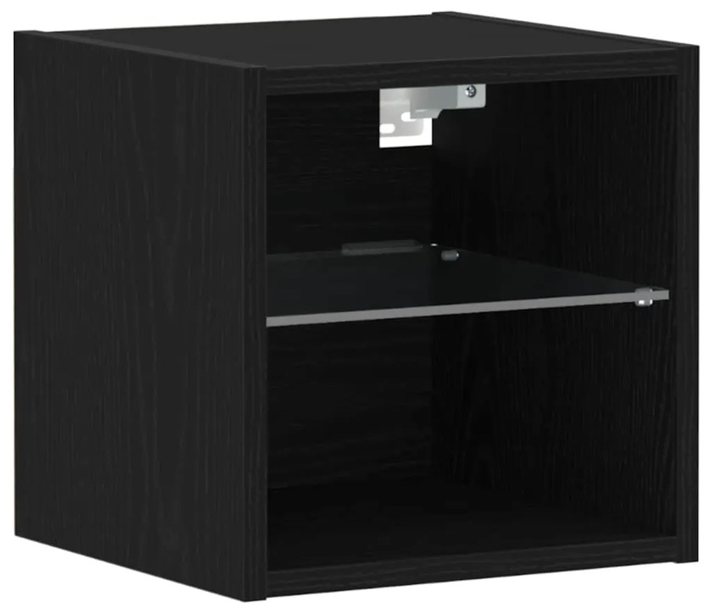 vidaXL LED Τοίχου Κρεβατοκάμαρας με Επιτοίχιο Μαύρο Επεξεργασμένο ξύλο