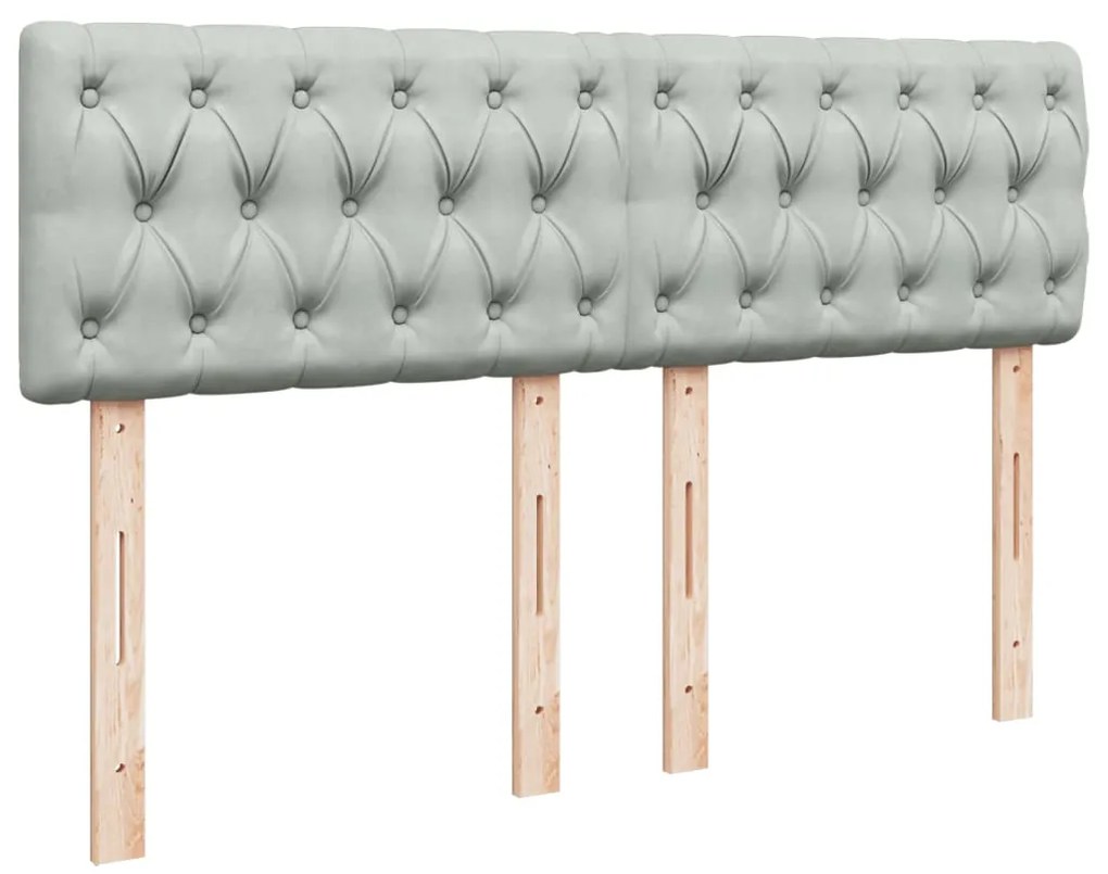 vidaXL Κρεβάτι Boxspring με Στρώμα Ανοιχτό Γκρι 140x190 εκ. Βελούδινο