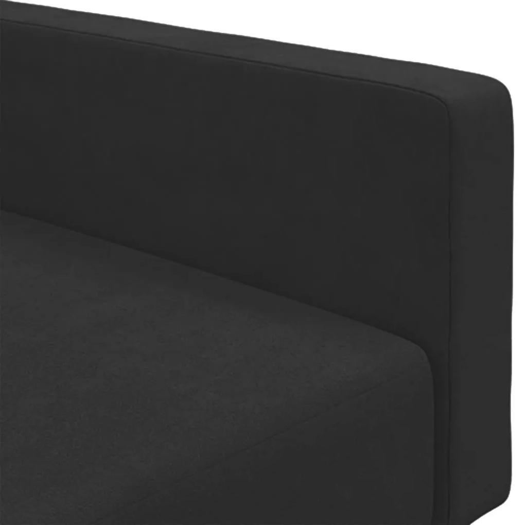 Καναπές Κρεβάτι Διθέσιος με Υποπόδιο Μαύρος Βελούδινος - Μαύρο