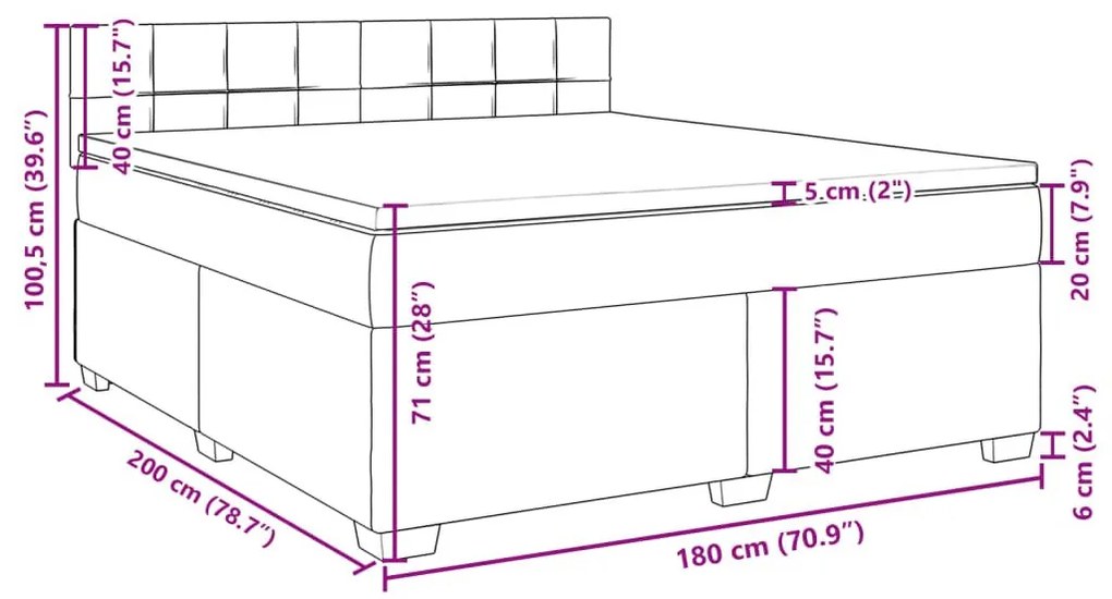 Κρεβάτι Boxspring με Στρώμα Μαύρο 180x200 εκ. Βελούδινο - Μαύρο