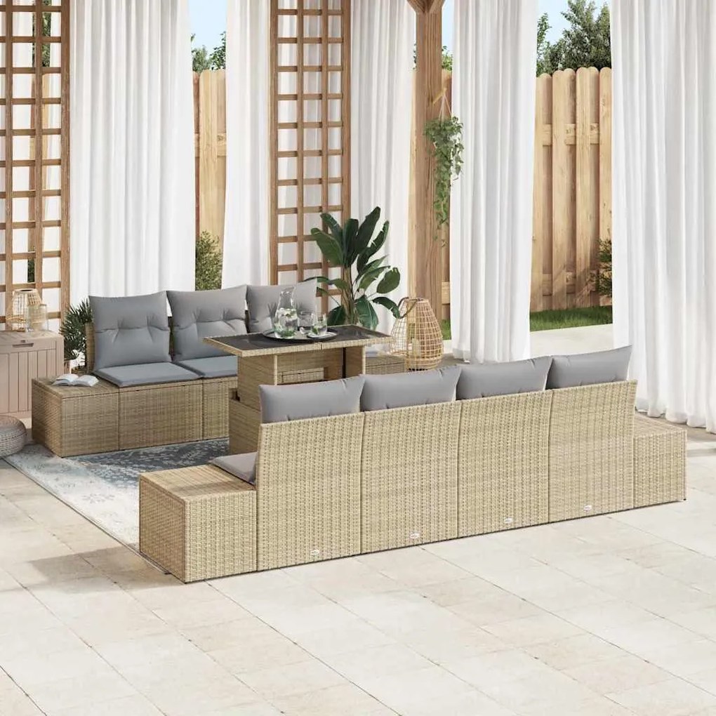 vidaXL Σετ Καναπέ Κήπου 8 pcs μπεζ και ανοιχτό γκρι 100 x 55 x 73 εκ.