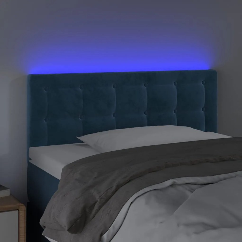 Κεφαλάρι Κρεβατιού LED Σκούρο Μπλε 100x5x78/88 εκ. Βελούδινο 3122092