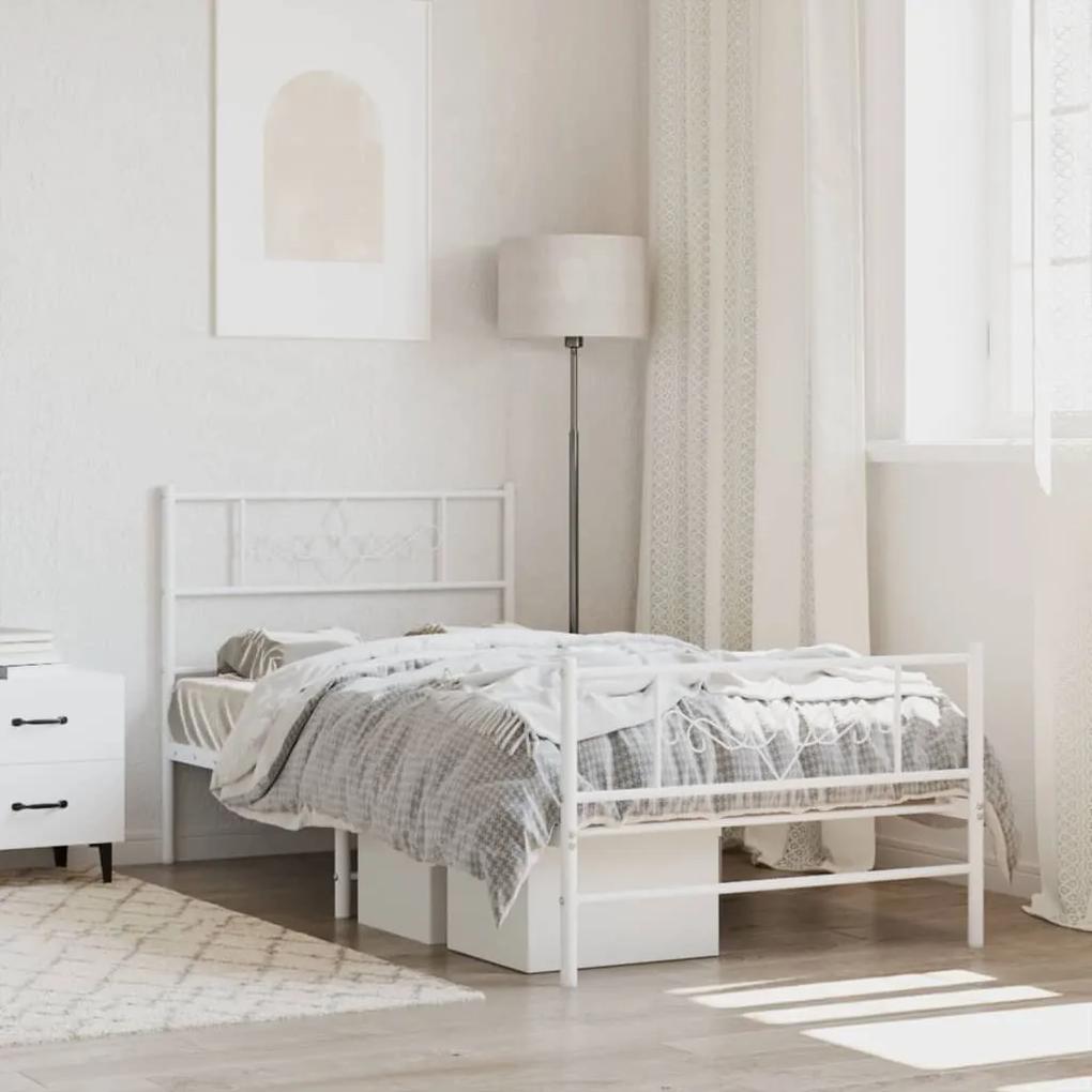 Πλαίσιο Κρεβατιού με Κεφαλάρι/Ποδαρικό Λευκό 75x190 εκ. Μέταλλο