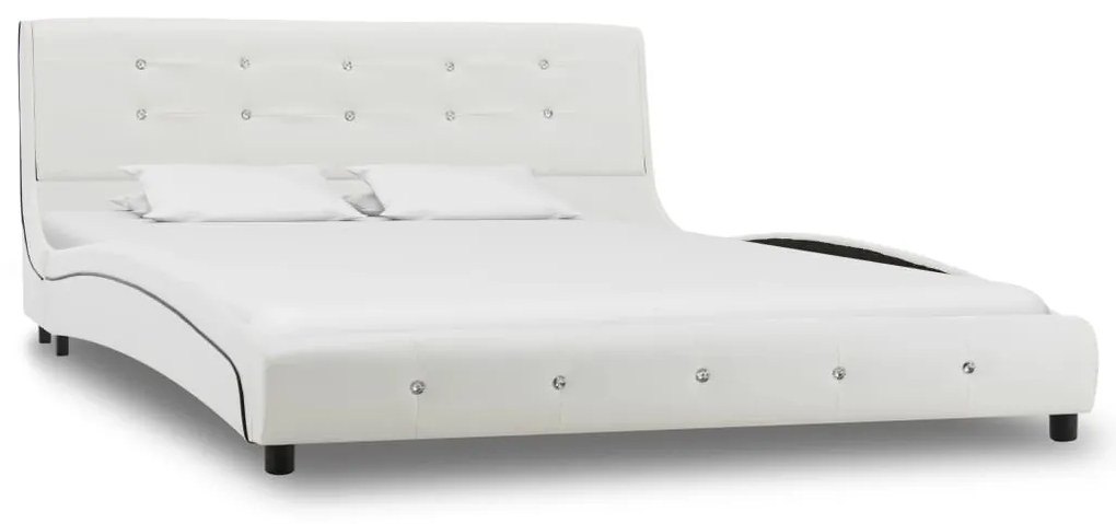 vidaXL Κρεβάτι Λευκό 140 x 200 εκ. Δερματίνη με Στρώμα Αφρού Μνήμης