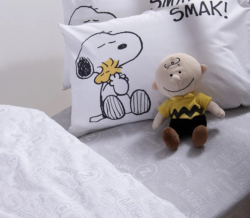 Σετ Σεντόνια Παιδικά Μονά Snoopy Smak White/Grey 2x(170x260) + 1x(52x72) - Nef-Nef Homeware