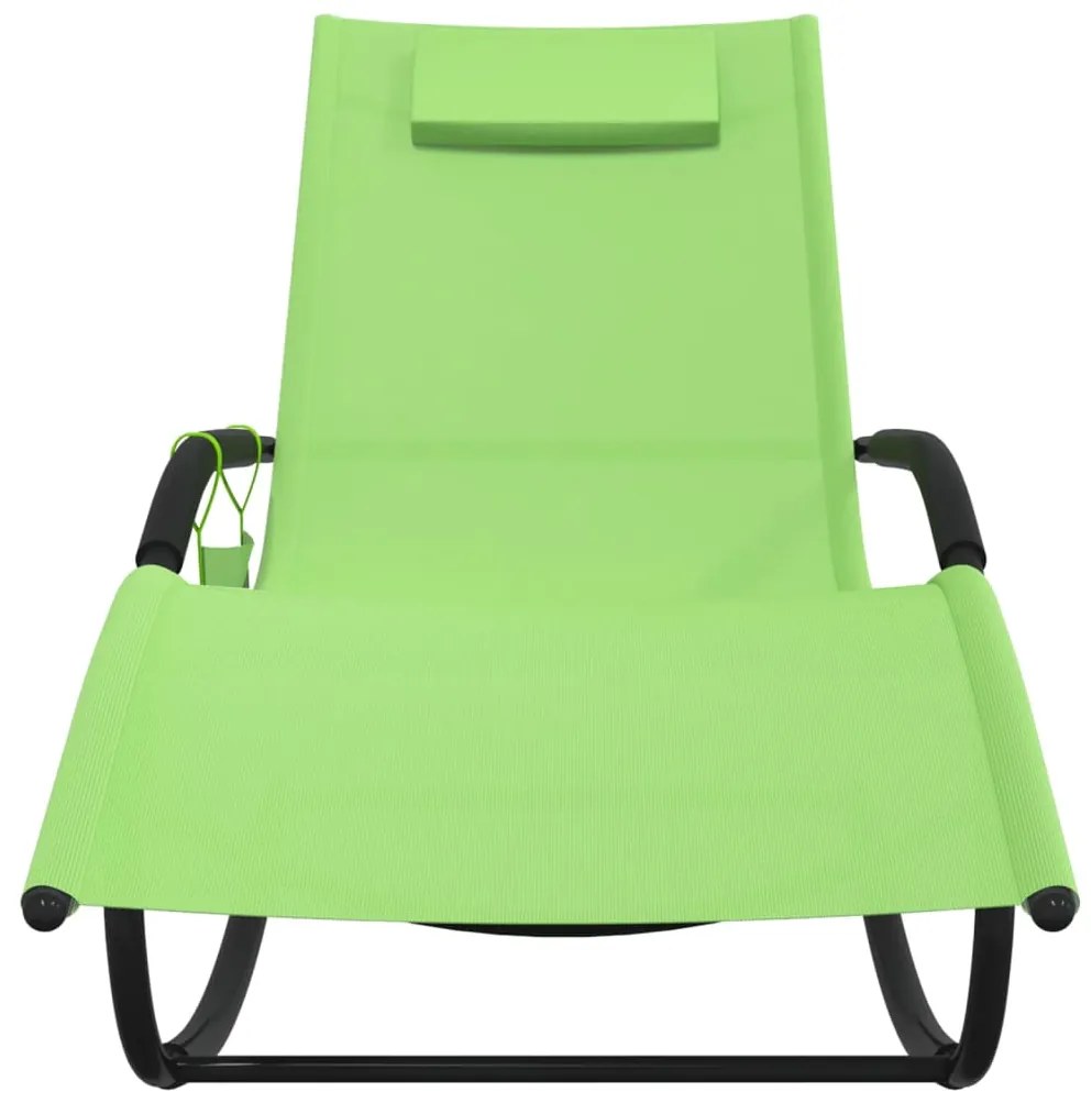 vidaXL Κουνιστές Ξαπλώστρες 2 τεμ. Πράσινες από Ατσάλι / Textilene