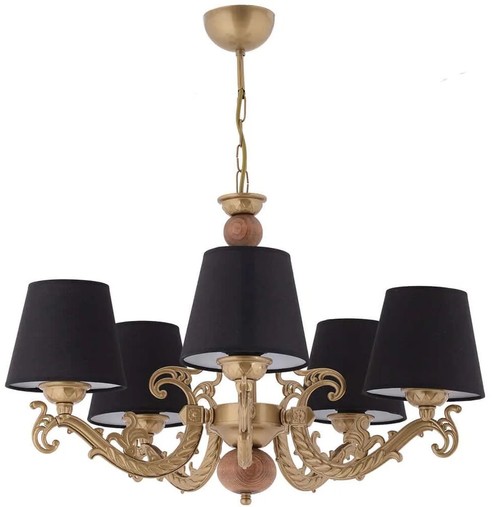 Φωτιστικό Οροφής Fiona Wood 390FLH2314 55x65cm 5xE27 40W Black-Gold Opviq