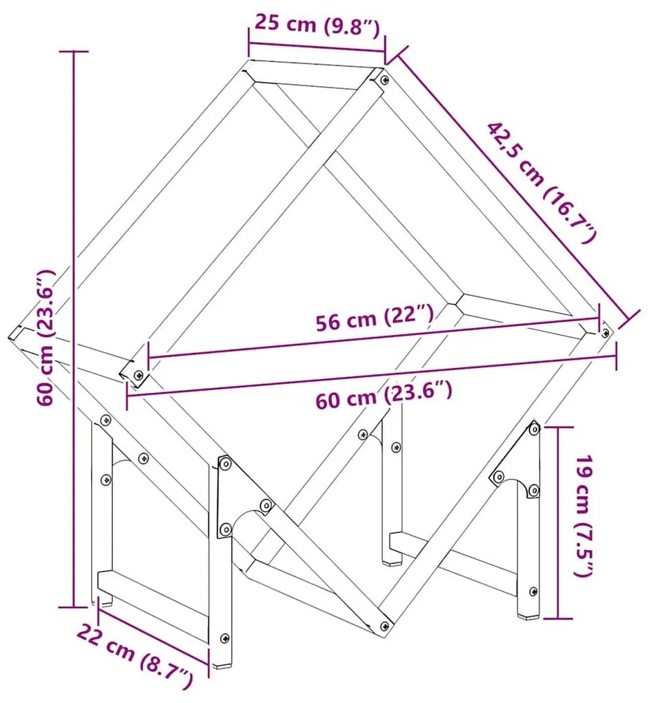 Ράφι για καυσόξυλα Ελαιοπράσινο 60x25x60cm Ατσάλι ψυχρής έλασης - Πράσινο