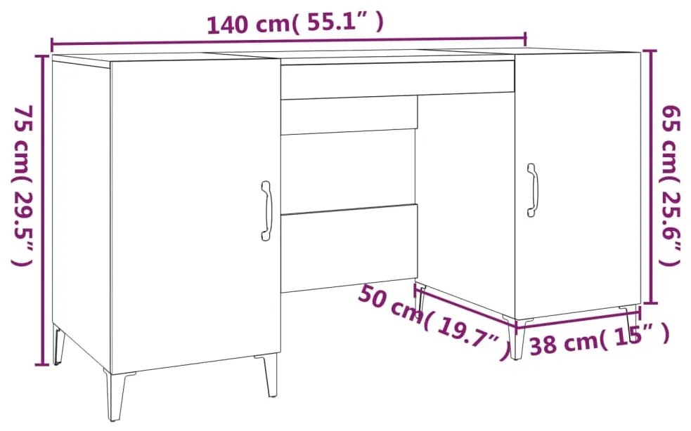 ΓΡΑΦΕΙΟ ΓΚΡΙ ΣΚΥΡΟΔΕΜΑΤΟΣ 140X50X75 ΕΚ. ΕΠΕΞΕΡΓΑΣΜΕΝΟ ΞΥΛΟ 812775