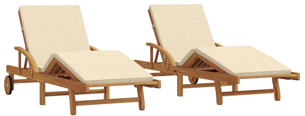 vidaXL Ξαπλώστρα 2 pcs Μπεζ 200 x 67 x 84εκ Μασίφ ξύλο ακακίας