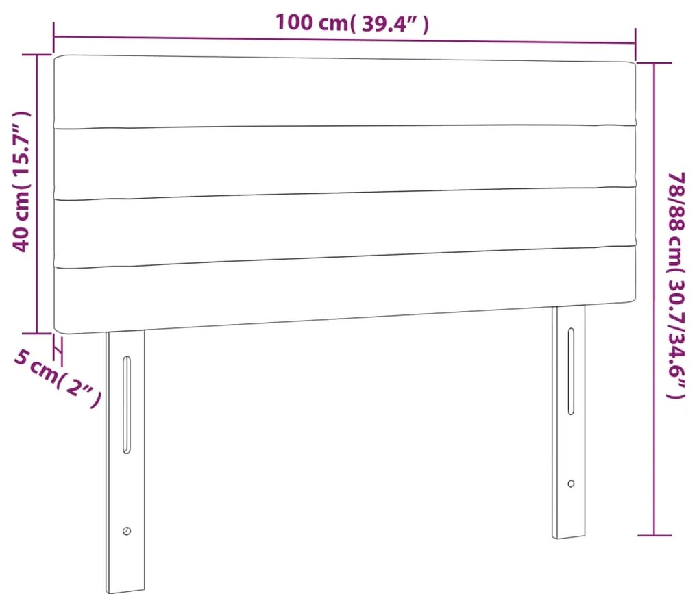 vidaXL Κεφαλάρι Κρεβατιού LED Taupe 100x5x78/88 εκ. Υφασμάτινο