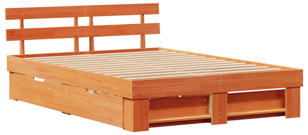 vidaXL Σκελετός Κρεβατιού Καφέ κεριού 140 x 200 cm Μασίφ ξύλο πεύκου