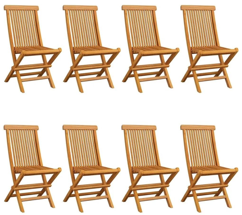 Καρέκλες Κήπου 8 τεμ. Μασίφ Ξύλο Teak με Γκρι Μαξιλάρια - Γκρι