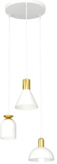 Κρεμαστό Φωτιστικό Οροφής 3xE14 Φ30cm Fox Emibig -1403/3PREM-Λευκό-Χρυσό 1403/3PREM
