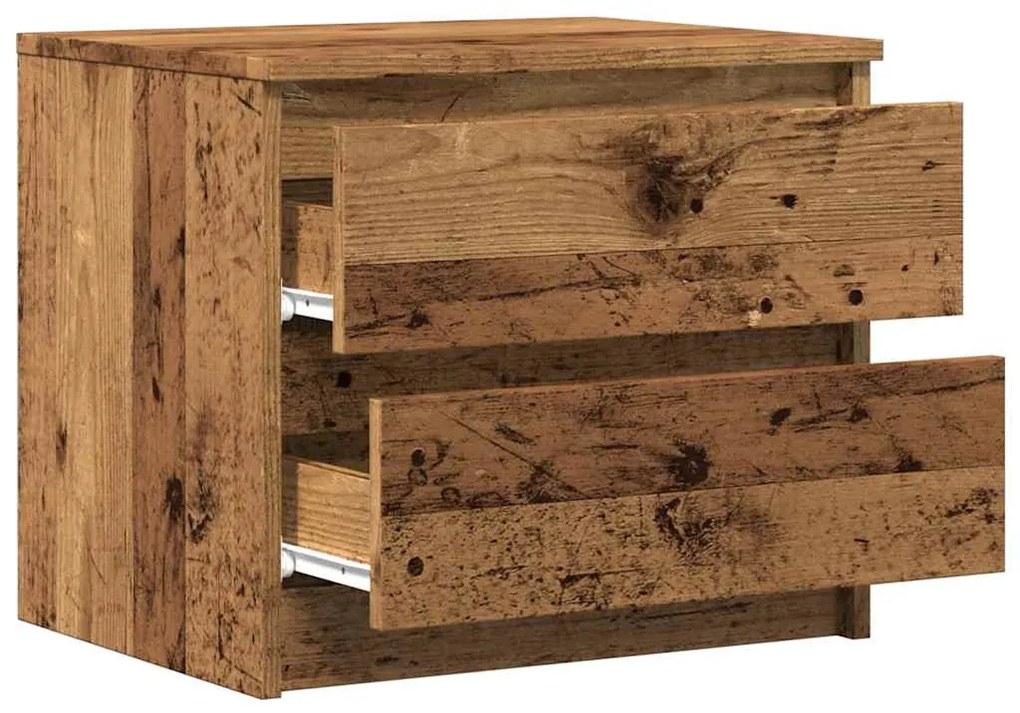 Κομοδίνα 2τεμ. Παλιό Ξύλο 50x40x43.5 εκ από Επεξεργασμένο Ξύλο - Καφέ