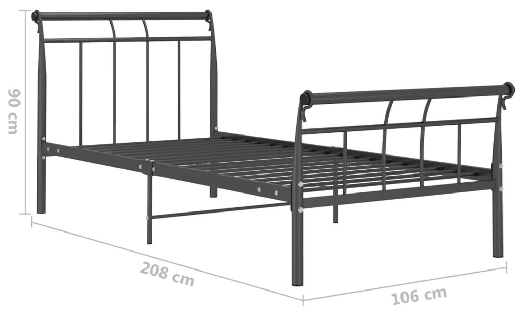 Πλαίσιο Κρεβατιού Μαύρο 100 x 200 εκ. Μεταλλικό - Μαύρο