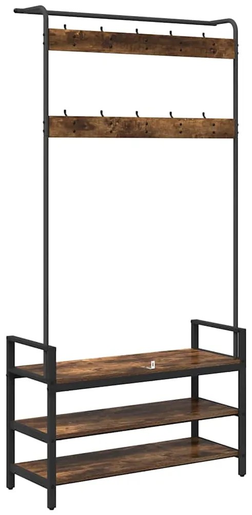 vidaXL Κρεμάστρα Καπνιστό Δρύς 95 x 34 x 184 εκ Επεξεργασμένο ξύλο