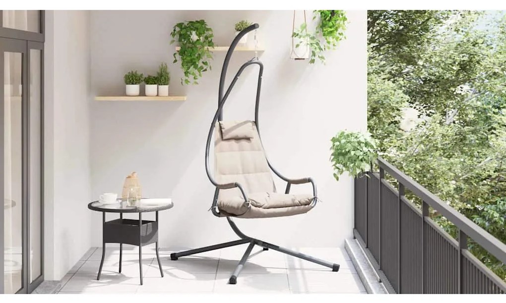 vidaXL Κρεμαστή καρέκλα αυγό Taupe 94 x 107 x 196.5 εκ. Ατσάλι