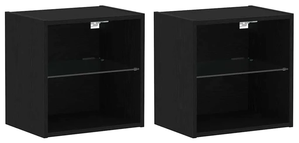 vidaXL Ράφι Πλωτό 2 τεμ Μαύρη Δρυς 40x28,5x40 εκ Κατασκευασμένο ξύλο