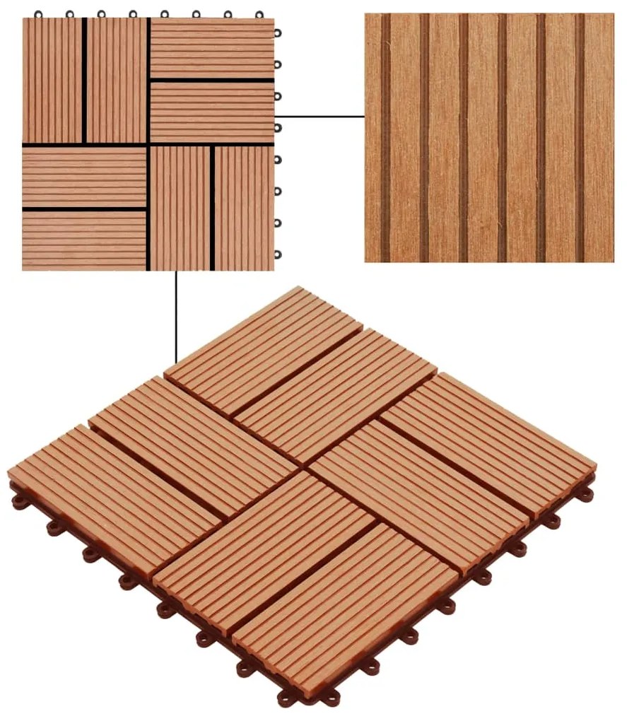 vidaXL Πλακάκια Deck 22 τεμ. Χρώμα Teak 30 x 30 εκ. 2 μ² από WPC