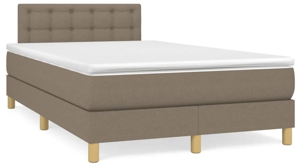 vidaXL Κρεβάτι Boxspring με Στρώμα Taupe 120x190 εκ. Υφασμάτινο