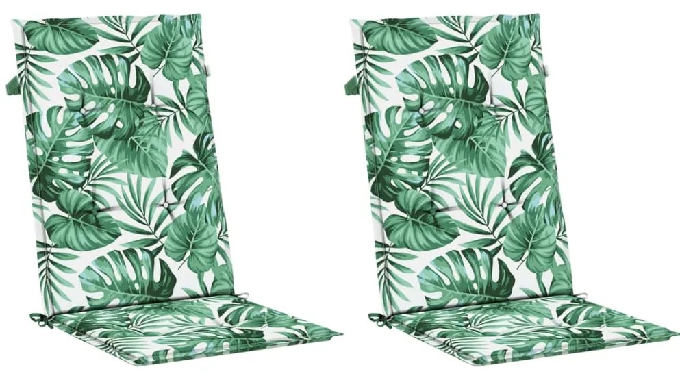 vidaXL Μαξιλάρια Καρέκλας με Ψηλή Πλάτη 2 τεμ Σχέδιο Φύλλων Υφασμάτινα