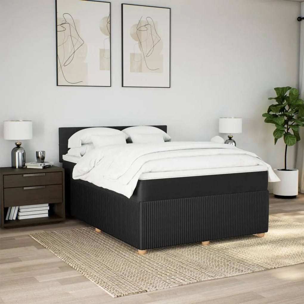 ΚΡΕΒΑΤΙ BOXSPRING ΜΕ ΣΤΡΩΜΑ ΜΑΥΡΟ 140X200 ΕΚ. ΥΦΑΣΜΑΤΙΝΟ 3289781