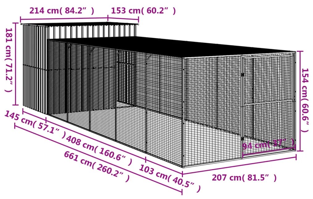 ΣΠΙΤΑΚΙ ΣΚΥΛΟΥ ΜΕ ΑΥΛΗ ΑΝΘΡΑΚΙ 214X661X181 ΕΚ. ΓΑΛΒΑΝ. ΧΑΛΥΒΑΣ 3189133