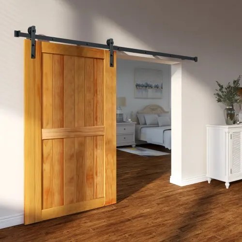VEVOR 8FT Sliding Barn Door Hardware Kit, 330LBS Loading Heavy Duty Barn Door Track Kit for Single Door, Fit 3.7-4.3FT Wide and 1.3"-1.8" Thick Door Panel, with Smooth &amp; Silent Pulley (I Shape)