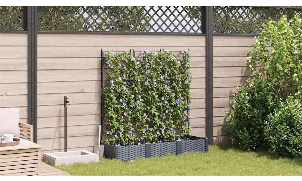 vidaXL Κηποτινάκι με Τρέλα 3 pcs Γκρι 120 x 40 x 125.5 εκ. PP