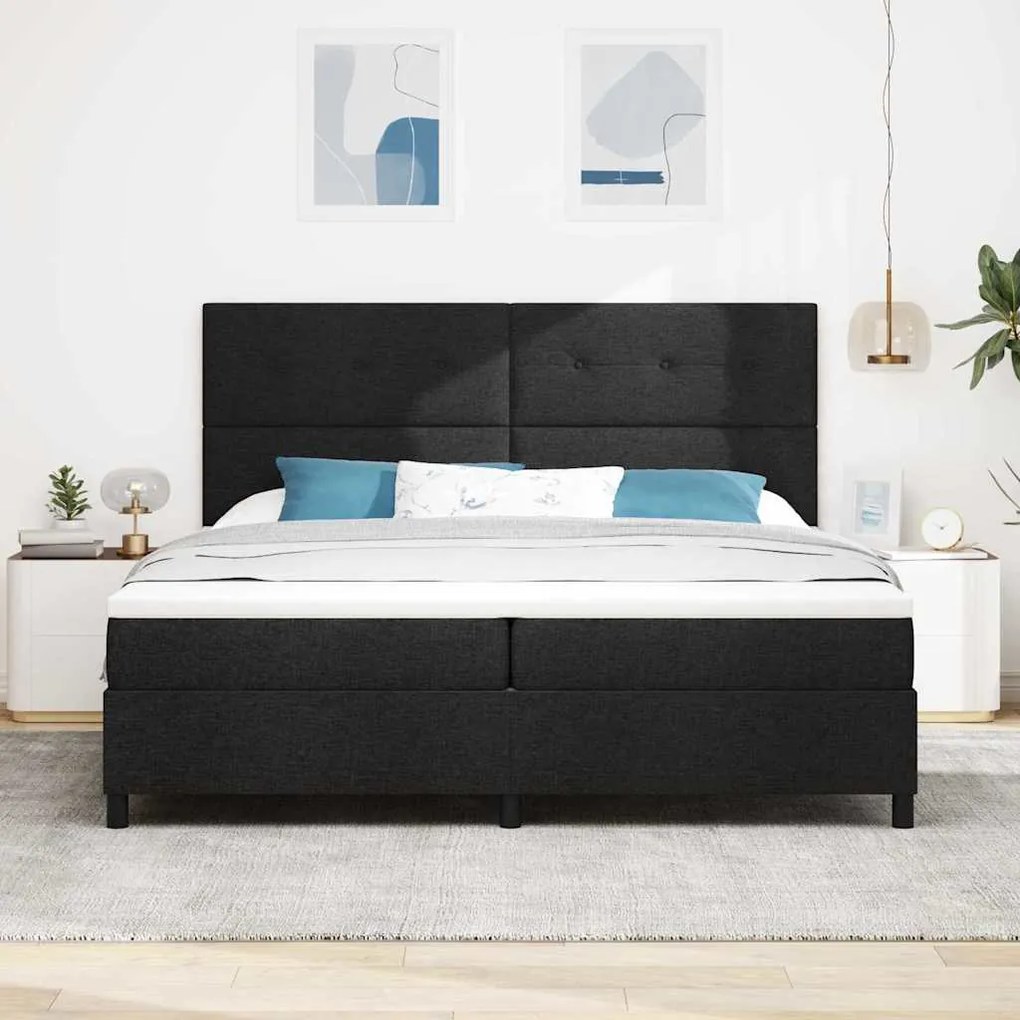 vidaXL Κρεβάτι με ελατήρια με στρώμα Μαύρο 200 x 200 cm ύφασμα