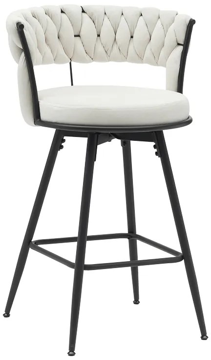Intrahome Σκαμπό μπαρ Alkia Intrahome περιστρεφόμενο σε μπεζ βελούδο με μαύρα πόδια μέταλλο 58x55x90εκ | SKU: INTRAPA-471111117
