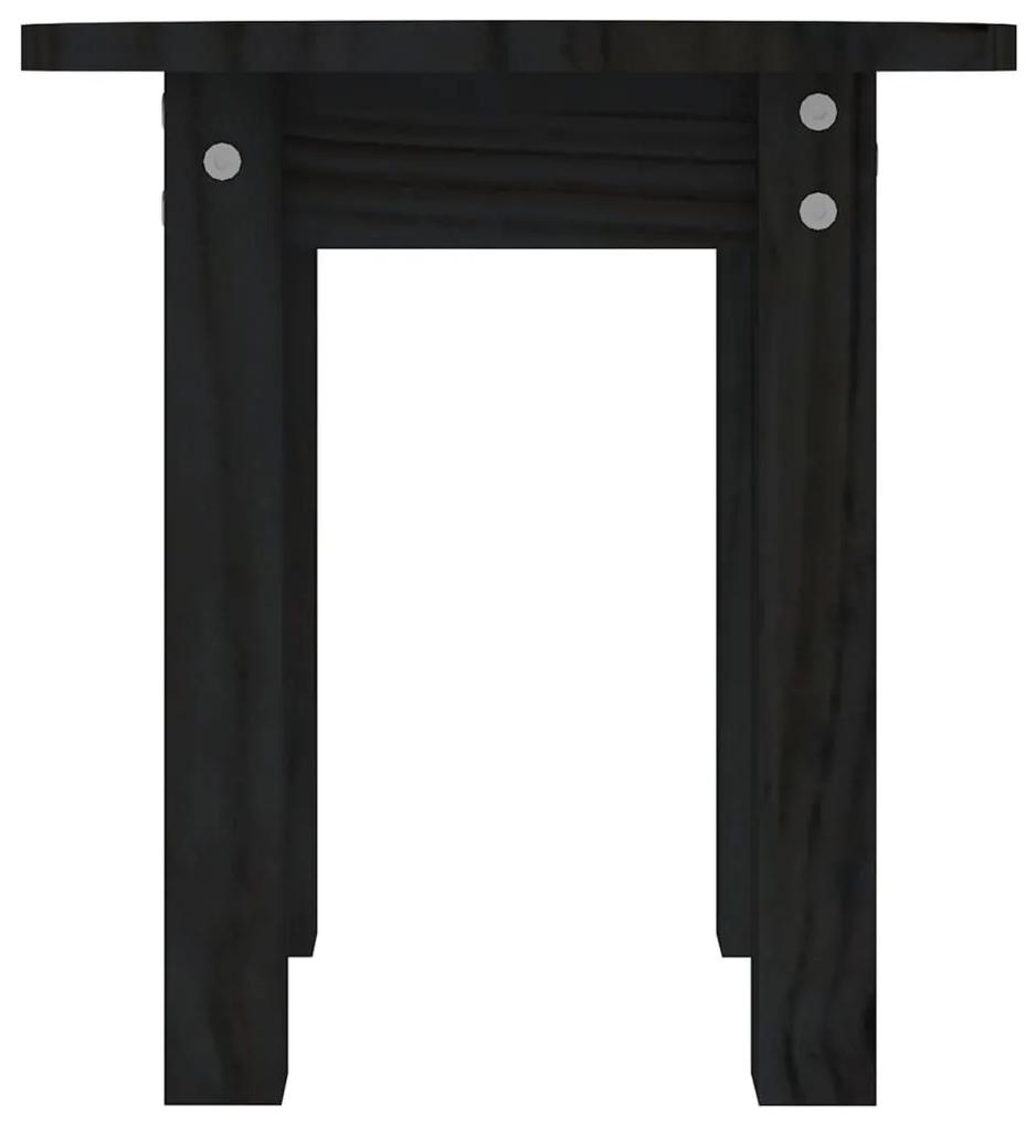Τραπεζάκι Σαλονιού Μαύρο Ø 35x35 εκ. από Μασίφ Ξύλο Πεύκου - Μαύρο