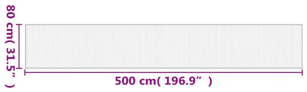 Χαλί Ορθογώνιο Γκρι 80 x 500 εκ. Μπαμπού - Γκρι