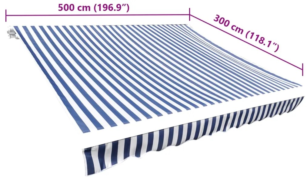 vidaXL Τεντόπανο Μπλε / Λευκό 500 x 300 εκ. από Καραβόπανο