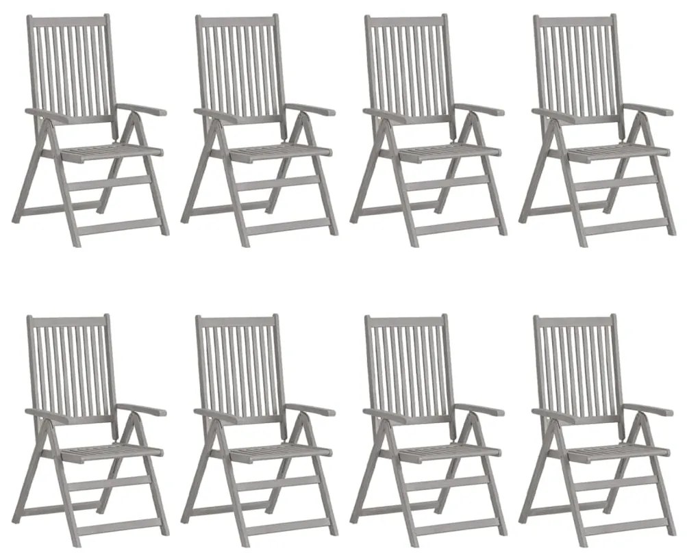 3075140 vidaXL Καρέκλες Κήπου Ανακλιν. 8 τεμ. Γκρι Μασίφ Ξύλο Ακακίας Γκρι, 1 Τεμάχιο