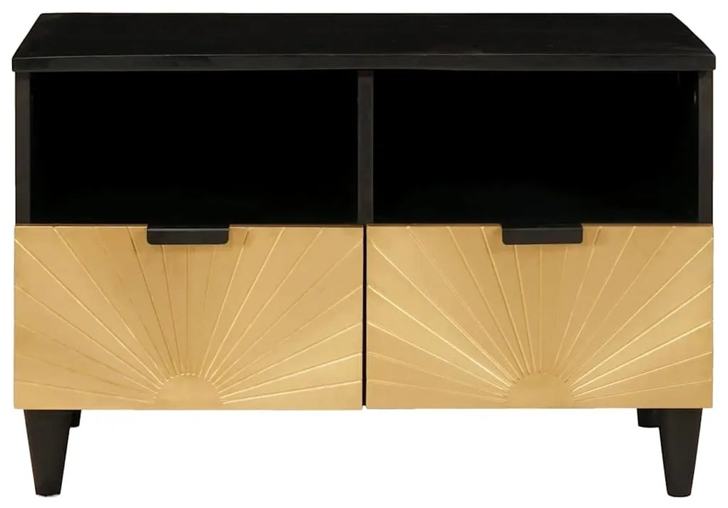 vidaXL Ντουλάπι TV Μαύρο και Χρυσό 70 x 33 x 46 εκ Μασίφ ξύλο μάνγκο