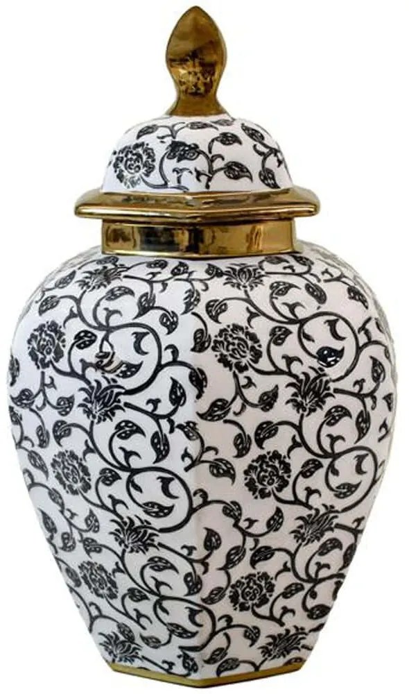 Βάζο Με Καπάκι 0050-225-002 21x32cm Multi-Black Κεραμικό