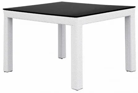 Τραπέζι Φαγητού Ghost Αλουμινίου/Polyrattan Λευκό 100x100x77εκ. - Μαύρο