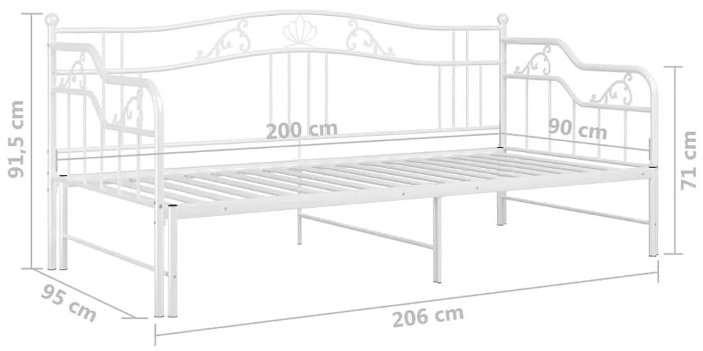 Πλαίσιο για Καναπέ - Κρεβάτι Λευκό 90 x 200 εκ. Μεταλλικό - Λευκό