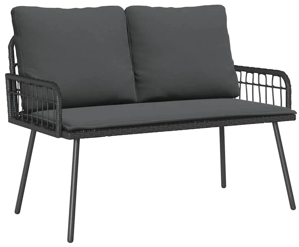 vidaXL Σέτ φαγητού για κήπο με μαξιλάρι 2 pcs Μαύρο συνθετικό ρατάν