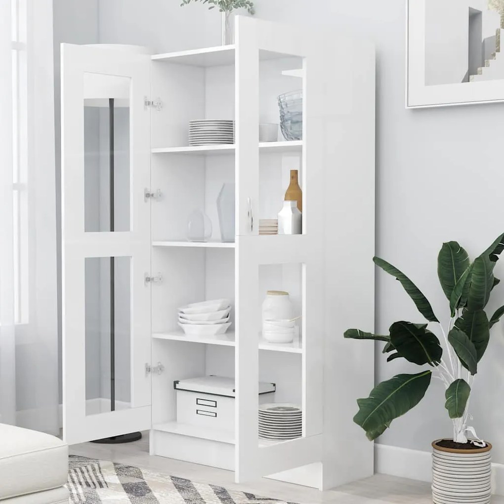 vidaXL Βιτρίνα Λευκή 82,5 x 30,5 x 150 εκ. Επεξ. Ξύλο