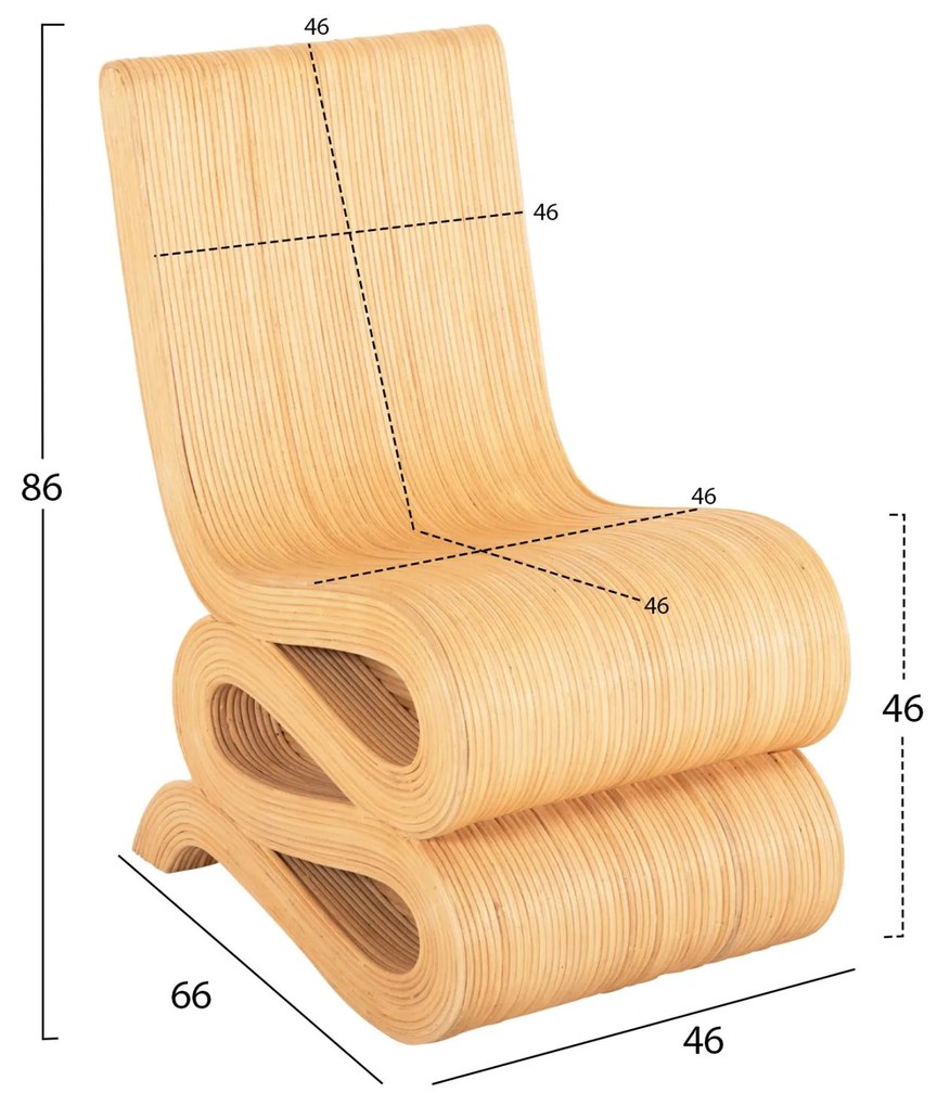 Καρέκλα - Πολυθρόνα CURVY LOUNGE2 C9885 Φυσικό Rattan 46x66x86Υεκ. 46x66x86 εκ.