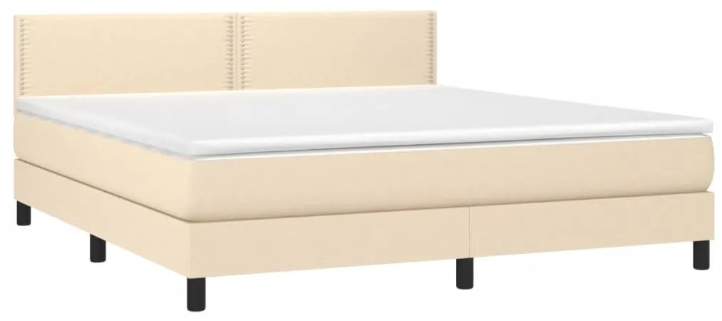 vidaXL Κρεβάτι Boxspring με Στρώμα & LED Κρεμ 180x200 εκ. Υφασμάτινο