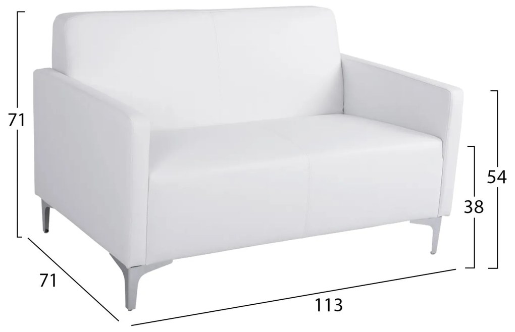 Καναπές Διθέσιος NELLIE με PU Λευκό 113x71x71Υ εκ. 113x71x71 εκ.