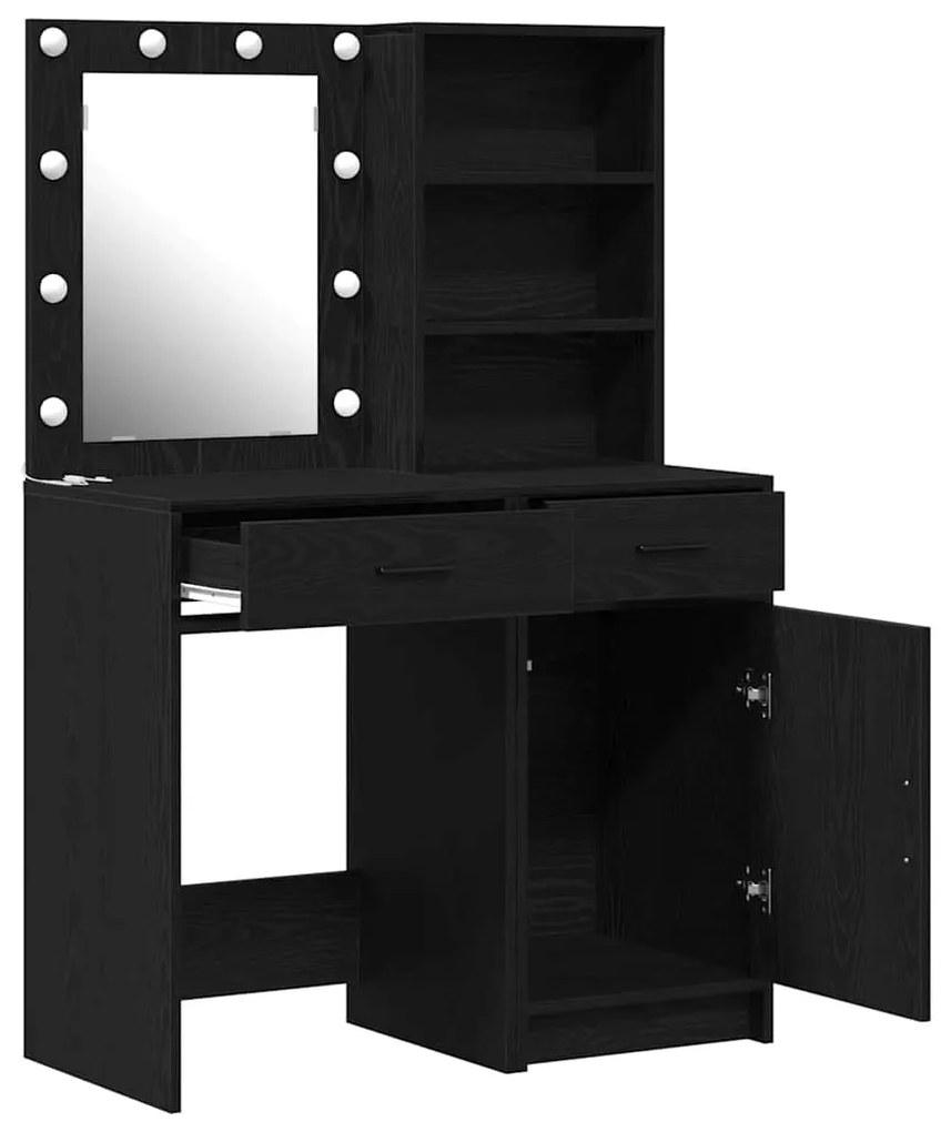 vidaXL Σετ Τραπεζιού Μακιγιάζ 2 pcs Μαύρη δρυς 50 x 41 x 135 εκ