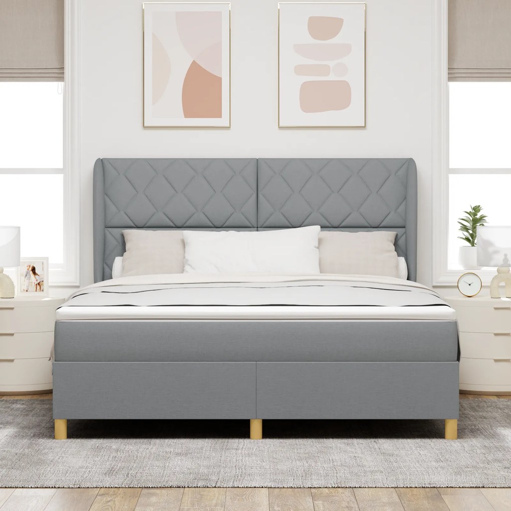 vidaXL Κρεβάτι Box Spring με Στρώμα Ανοιχτό Γκρι 180x200 εκ. Υφάσματος