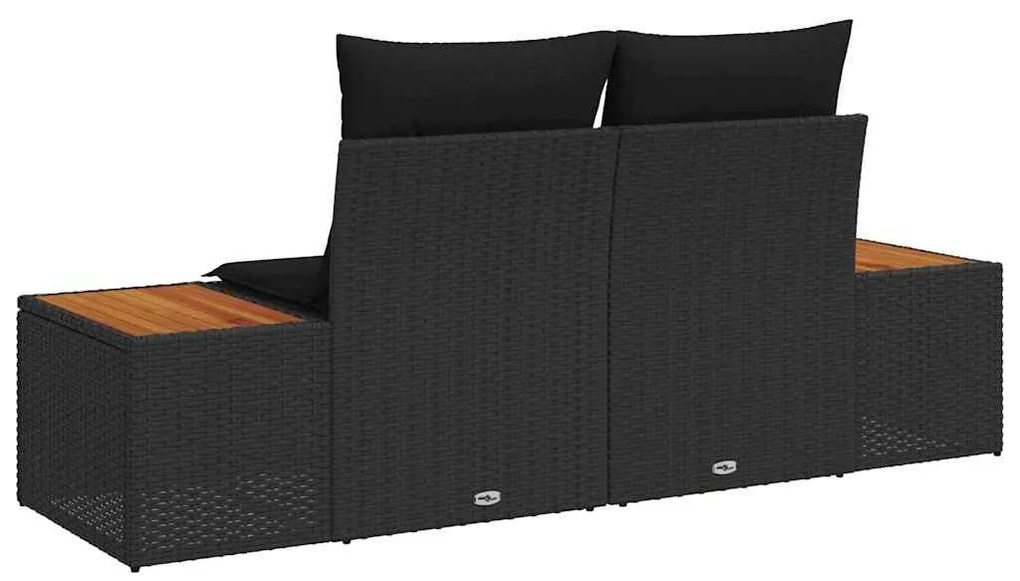 vidaXL Καναπές Κήπου Μαύρο 184 x 62 x 85εκ συνθετικό ρατάν